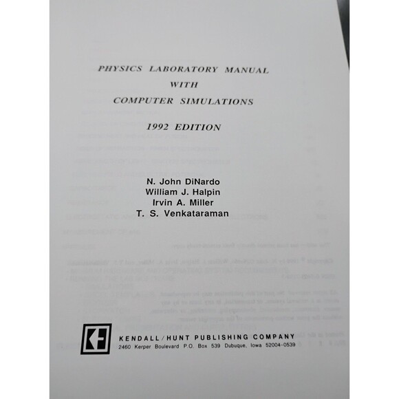 Physics Laboratory Manual With Computer Simulations 1992 Ed. Drexel University - Picture 4 of 15